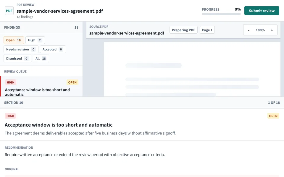 Preview of PDF Review View